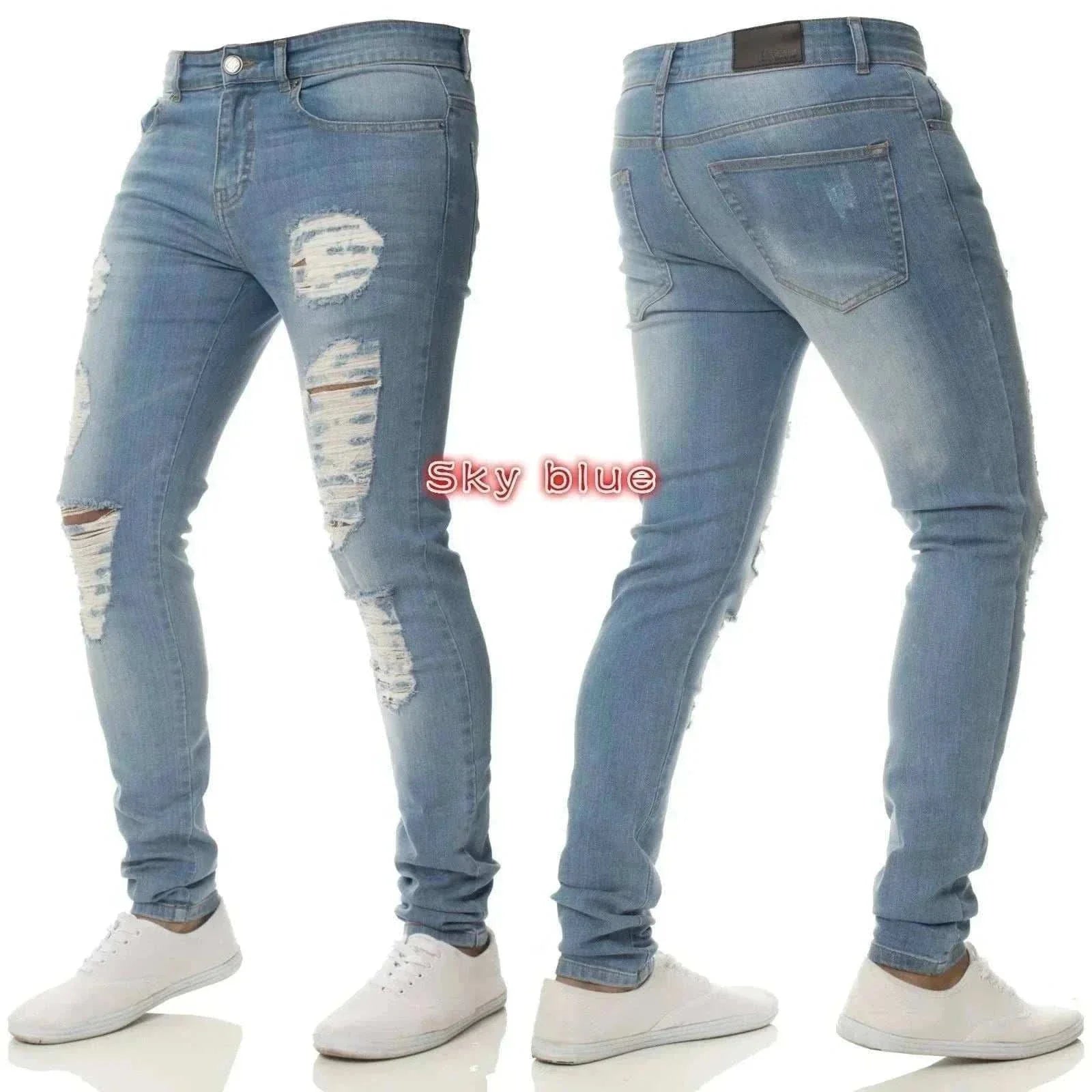 Ripped Jeans Men Stretch